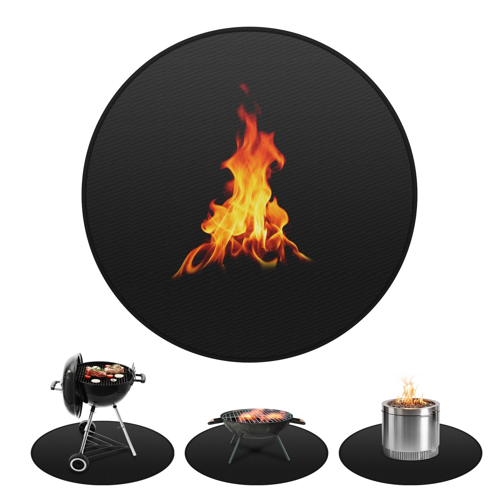 M METERXITY Round Fire Pit Mat 40 in/ 102cm, Fireproof, Oil-Proof