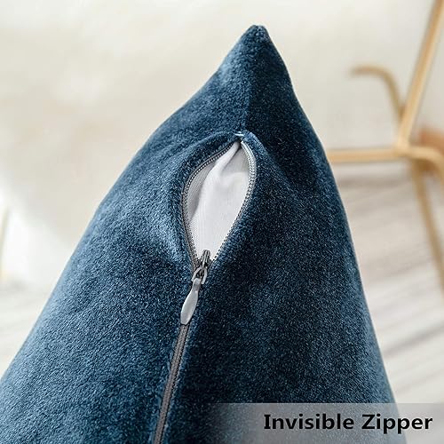 Miniatura 4 de Home Brilliant Funda de almohada decorativa de terciopelo para lumbar, tamaño pequeño, para sofá y silla, 12 x 20 (30x50cm), azul oscuro