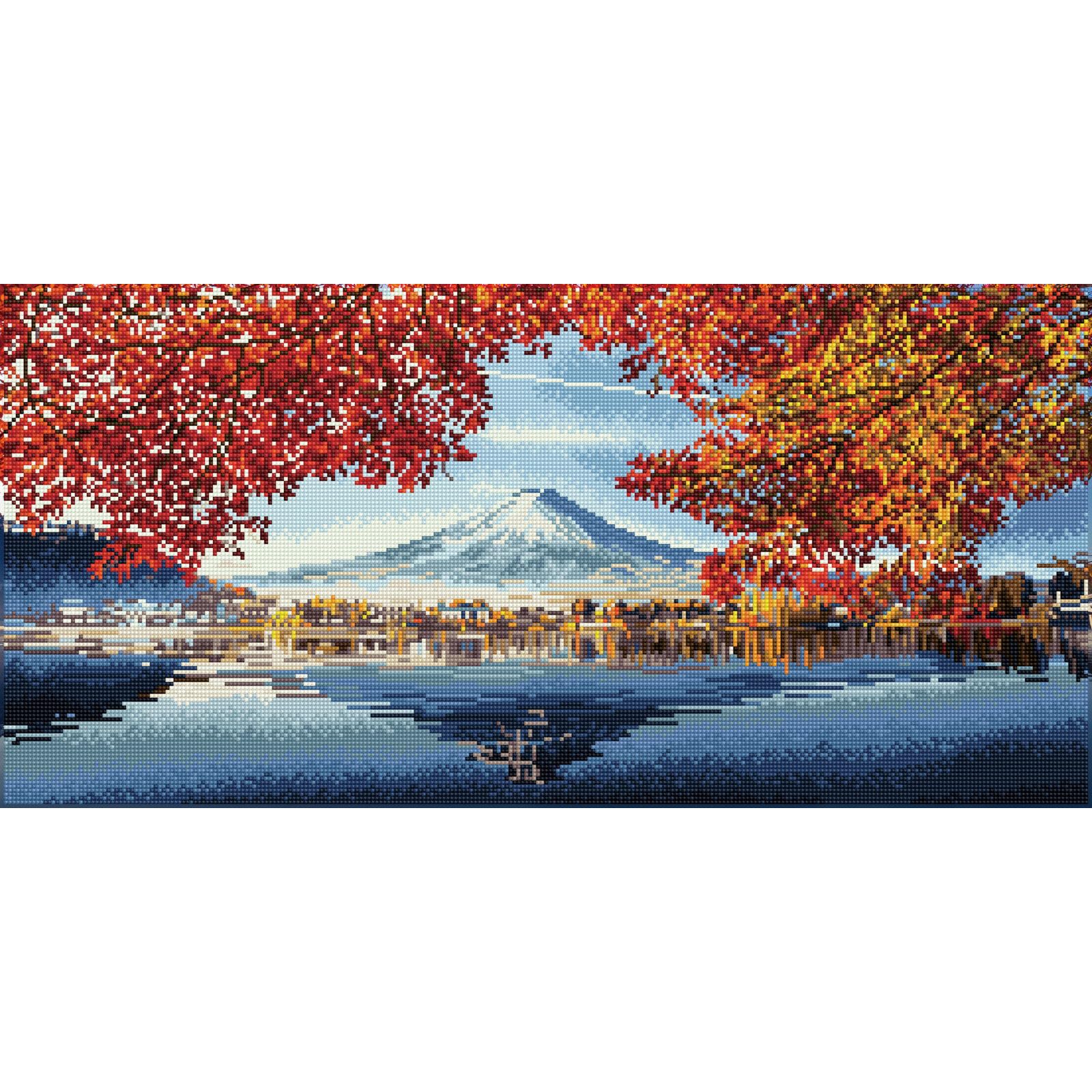 DIAMOND DOTZ 2592662 Original 5D Diamond Painting Squares Set, Mount Fuji im Herbst, DIY Diamant-Malerei-Kit mit quadratischen Glitzersteinen für Erwachsene und Kinder ab 12 Jahren, Advanced