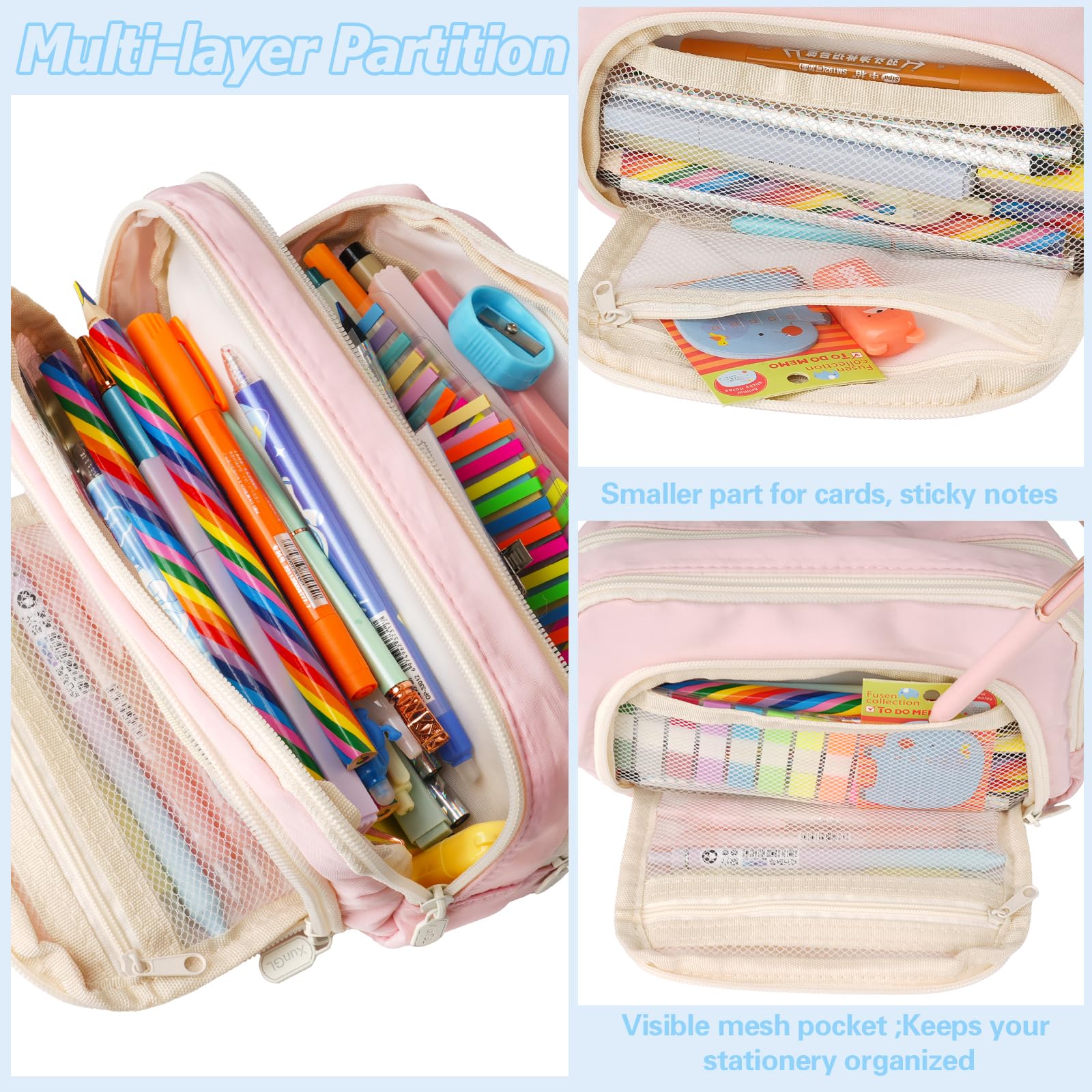 Tikplus Pencil Case Large Capacity, Big Pencil Case with 4 Compartments - Image 3