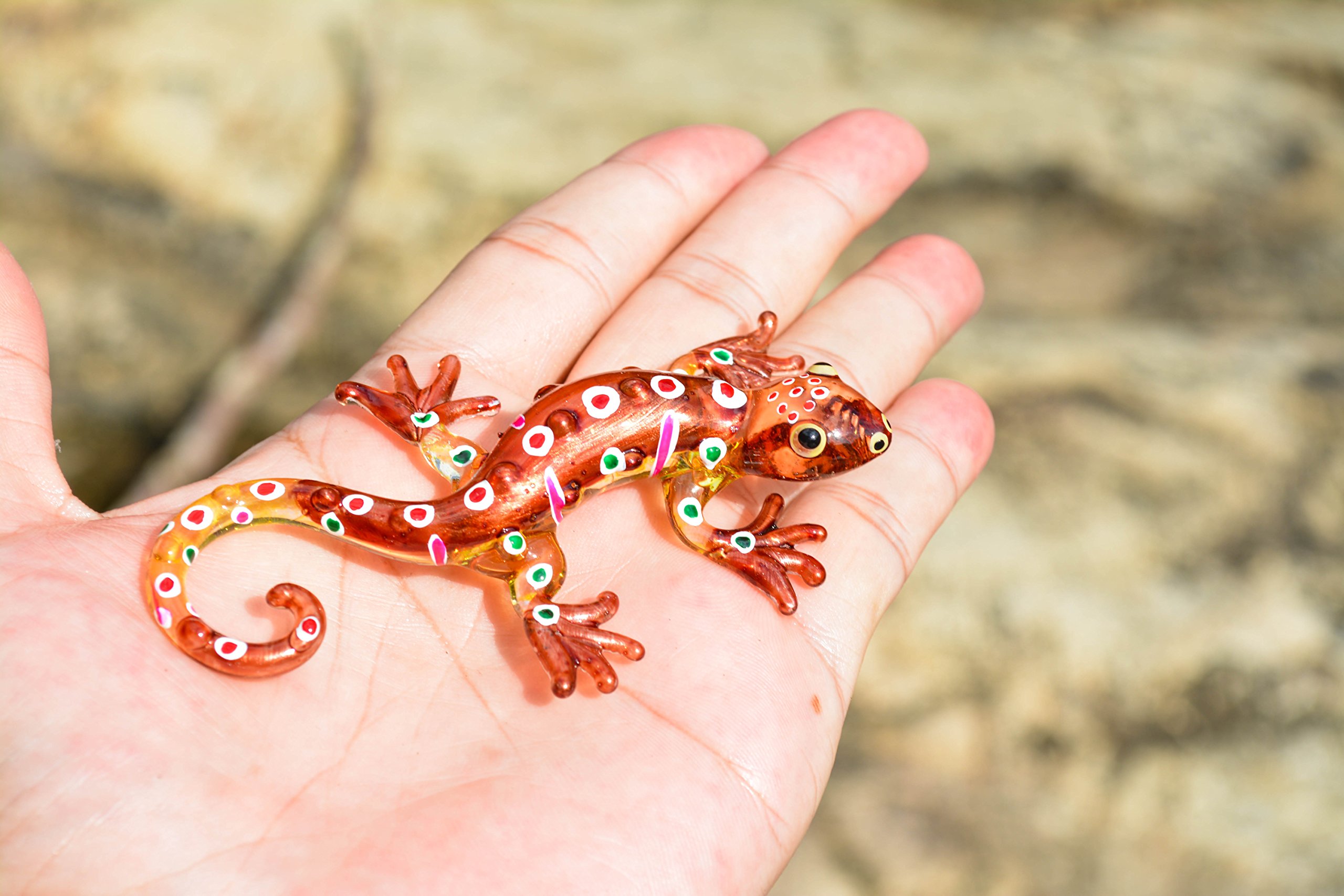 ヤモリの置物ガラス製