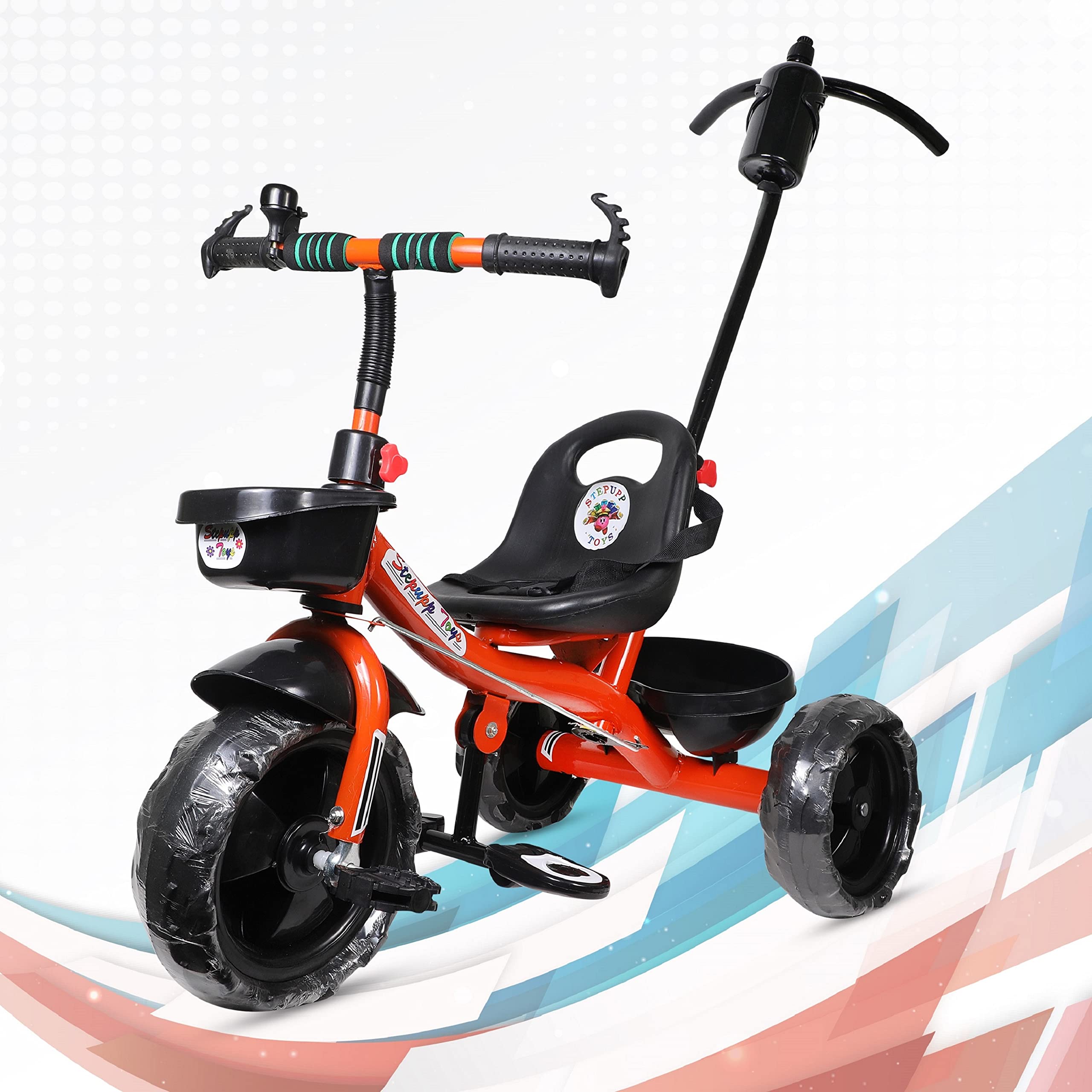 Maanit Tricycle with Parent Handle or Music or Front Back Basket with Canopy for Baby Boy/Girl Kids Trikes or Toddler 1-4 Years (Orange) (B0BG16JK7T) Amazon Price History, Amazon Price Tracker