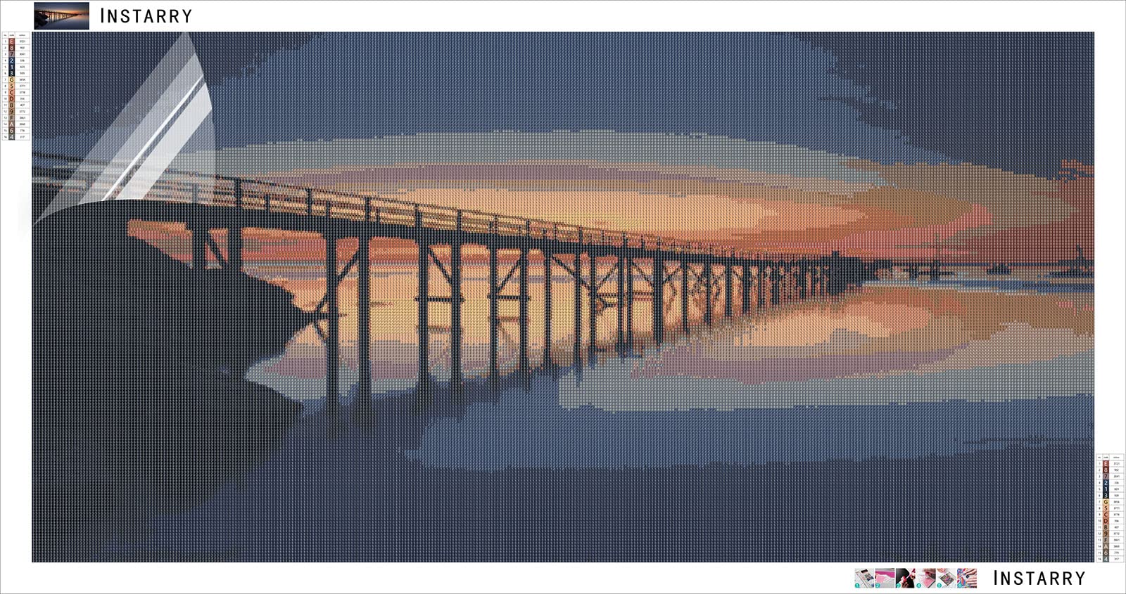 Instarry Fai da Te 5D Diamond Painting Kit Completo Tramonto sul Mare Paint by Numbers Quadro Moderno Soggiorno 120x60 cm