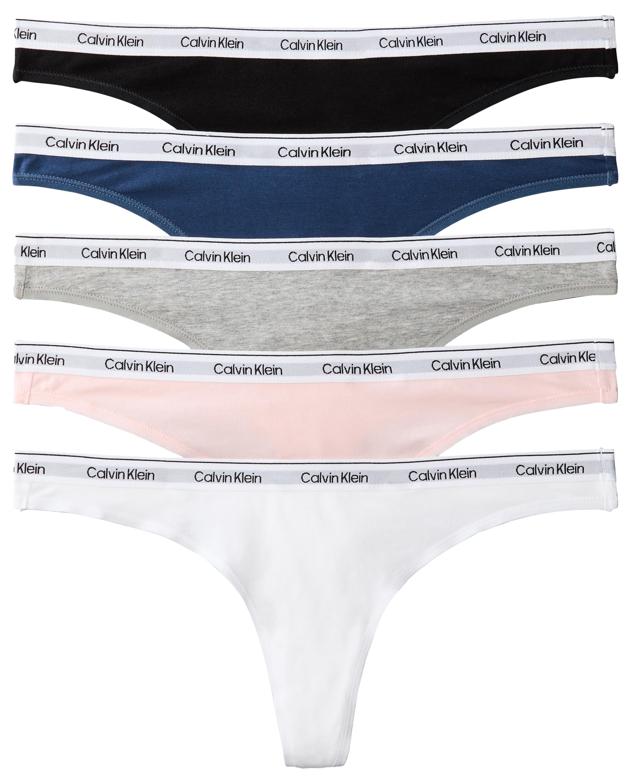 Calvin Klein Women's Icon Logo Thong - Medium - Black/White/Grey Heather/Potpourri