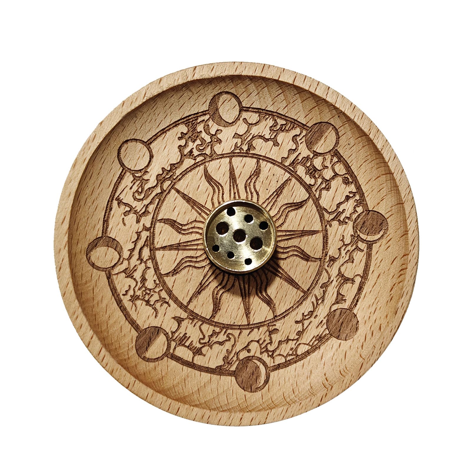 carotoe Incenses Stick Holder and Wooden Ashes Tray Brass Incenses Burners Set for Meditations Room Desktop Decoration Aromatherapies Censers