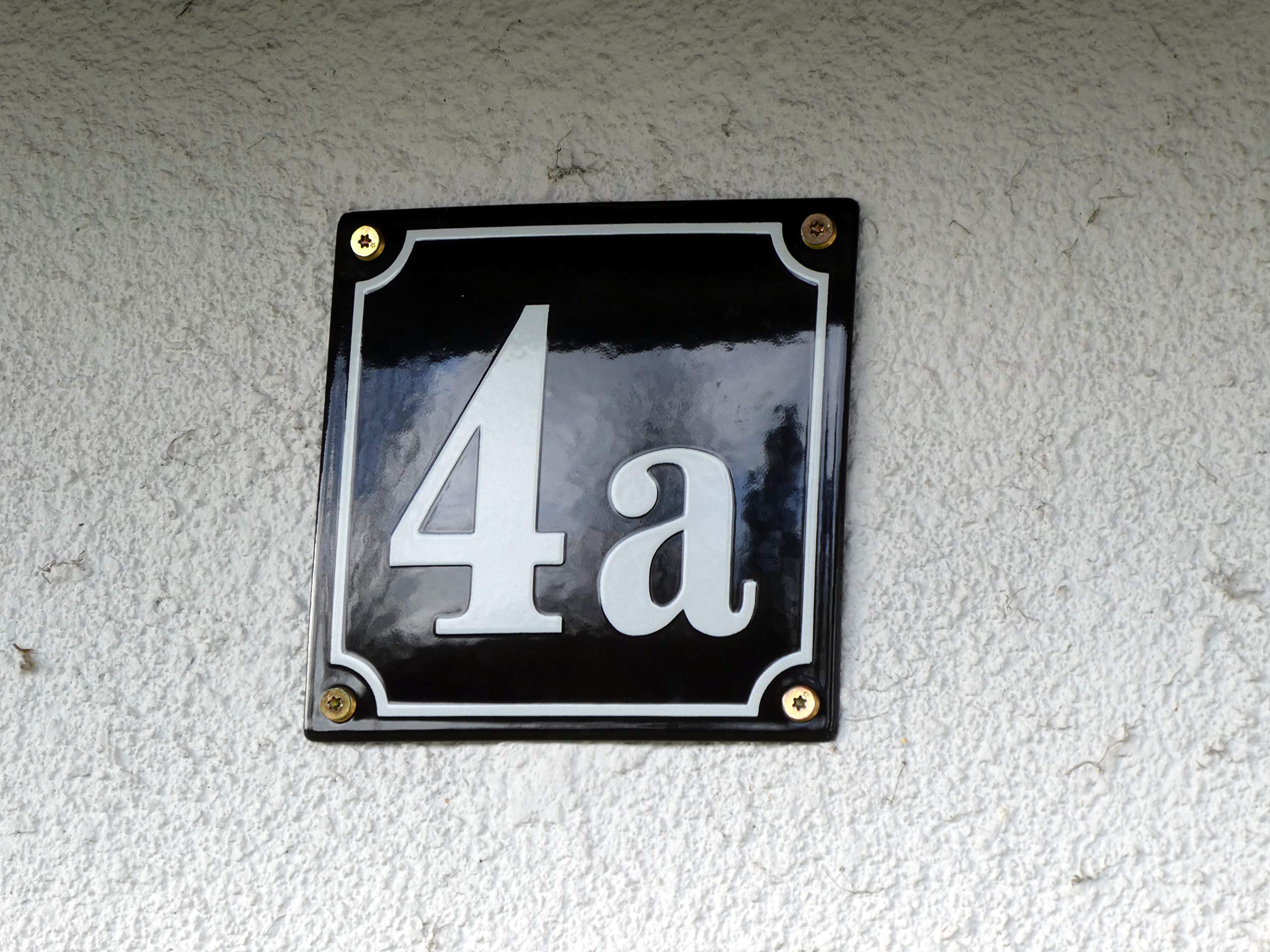 Hausnummer Hausnummernschild Emaille 12x12 cm mit Wunschnummer Premiumqualität Hausschild, Vorbohrungen, Personalisierte, Hausnummernschilder, Türschild, Wunschtext