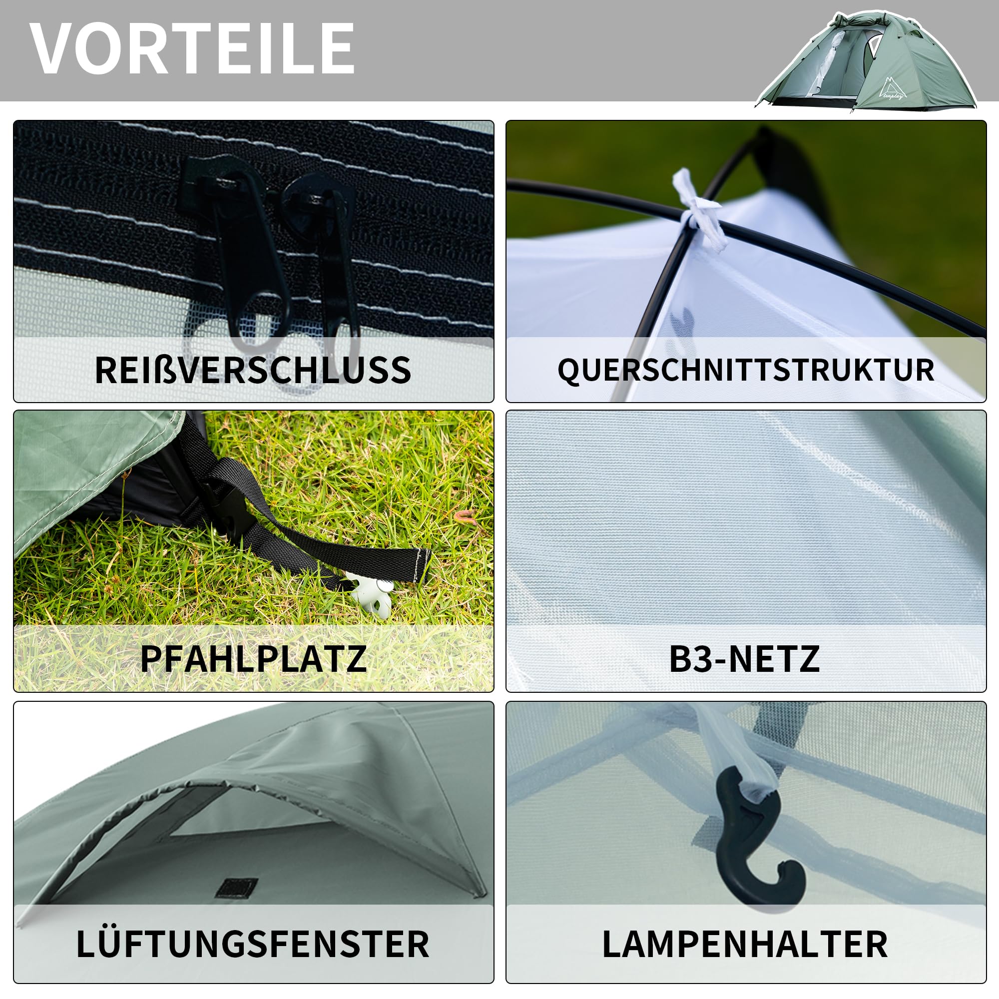 TENPLAY 2-Personen-Zelt, leicht, 2,5 kg, wasserdichtes PU3000 mm, winddichtes, Doppellagiges Campingzelt, 2 Türen, einfacher Aufbau für Wandern, Rucksackreisen, Bergsteigen, Jagd, Wandern