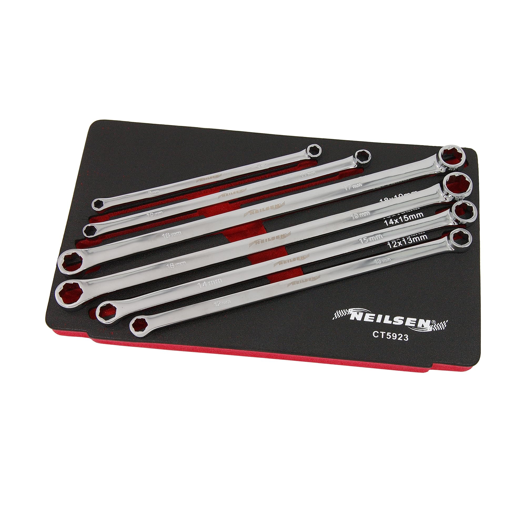 Extra Long Double Ring Aviation Spanner Wrench Set With Extractor Ends 8-19mm