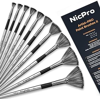 Nicpro Fan Paint Brushes 10 PCS Artist Painting Brush Set Soft Anti-Shed...
