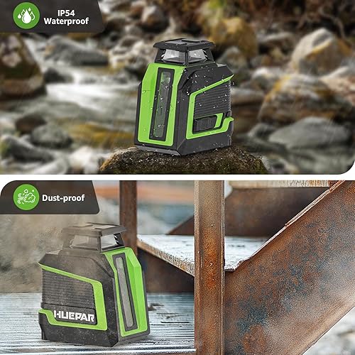 Miniatura 7 de Huepar Nivel láser de 360 con trípode de 60 pulgadas, nivel láser autonivelante de 82 pies a 165 pies con modo de pulso, 3 niveles de brillo,