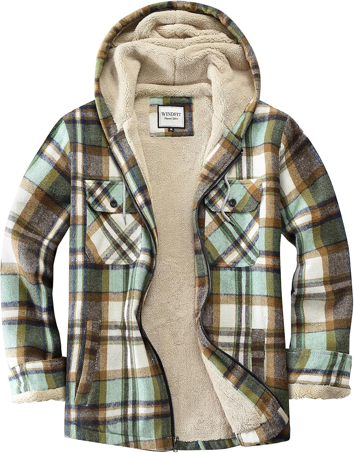 Women's Full Zip Fleece Flannel Jacket Plaid Sherpa Lined Jacket for Women