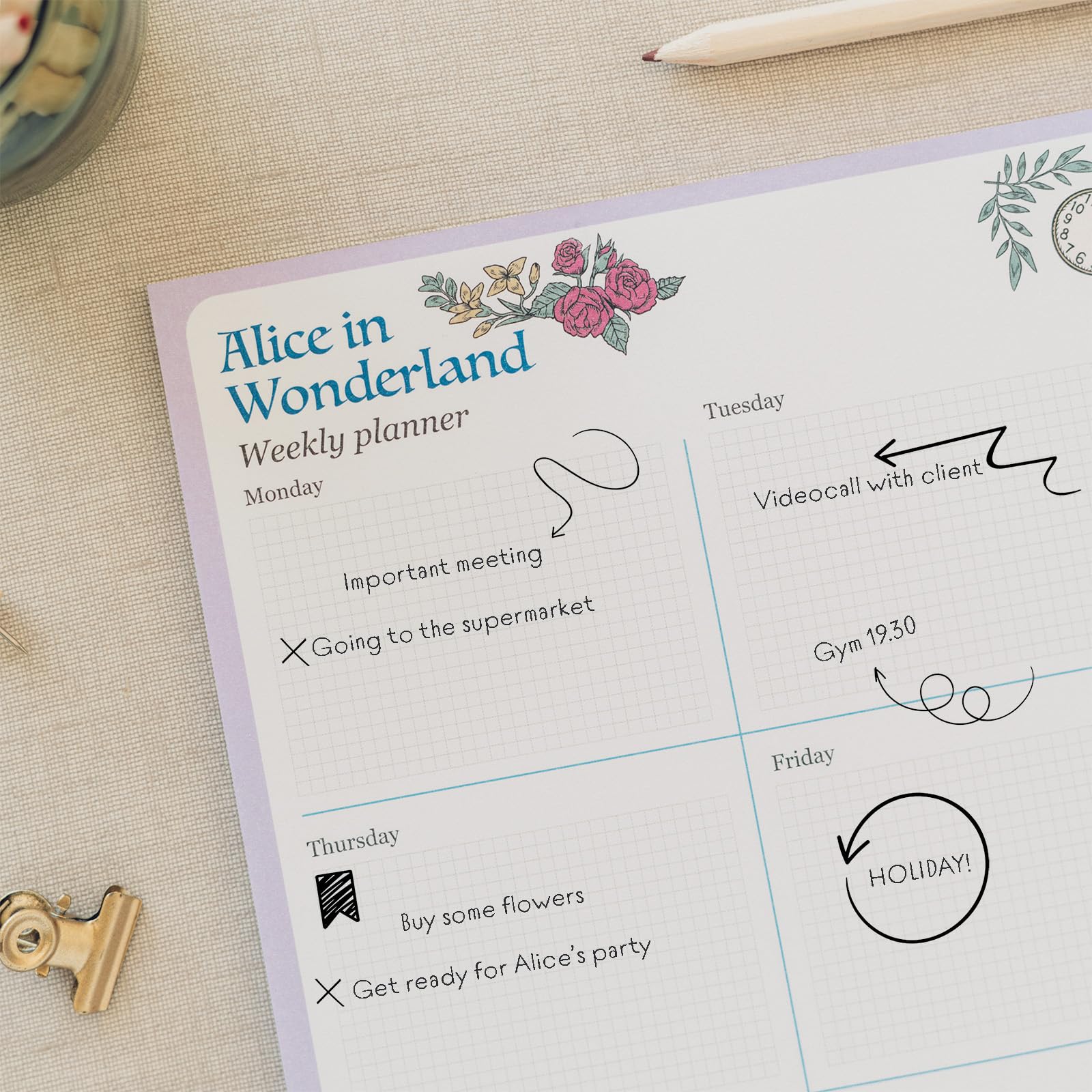 Grupo Erik Weekly Planner A4 - Disney Alice In Wonderland Gifts - Image 3