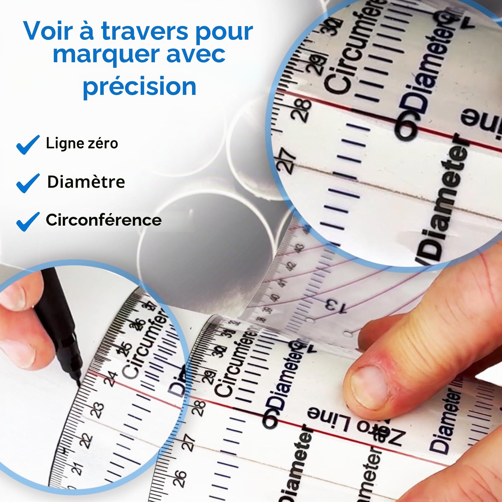 Outil de marquage de tuyaux CLPA Pipe Wrap — Outil enveloppant pour tuyaux | Convient jusqu'à 15" de diamètre | Guide de coupe et mesure de tuyaux | Plombiers et autres professionnels