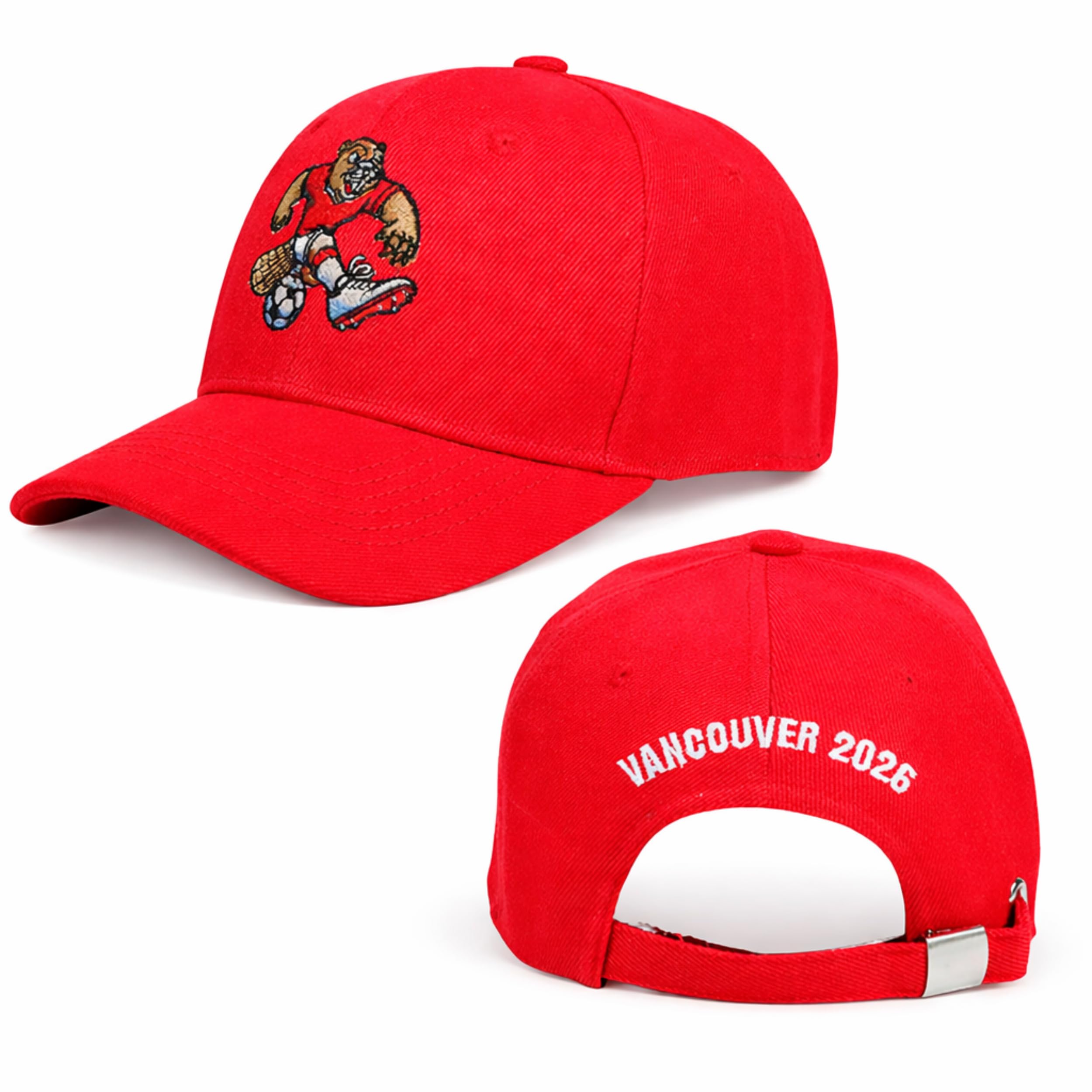 Painted Hills Canada Vancouver 2026 World Cup Soccer Adjustable Fan Cap - Embroidered Beaver – Unisex, six-Panel hat