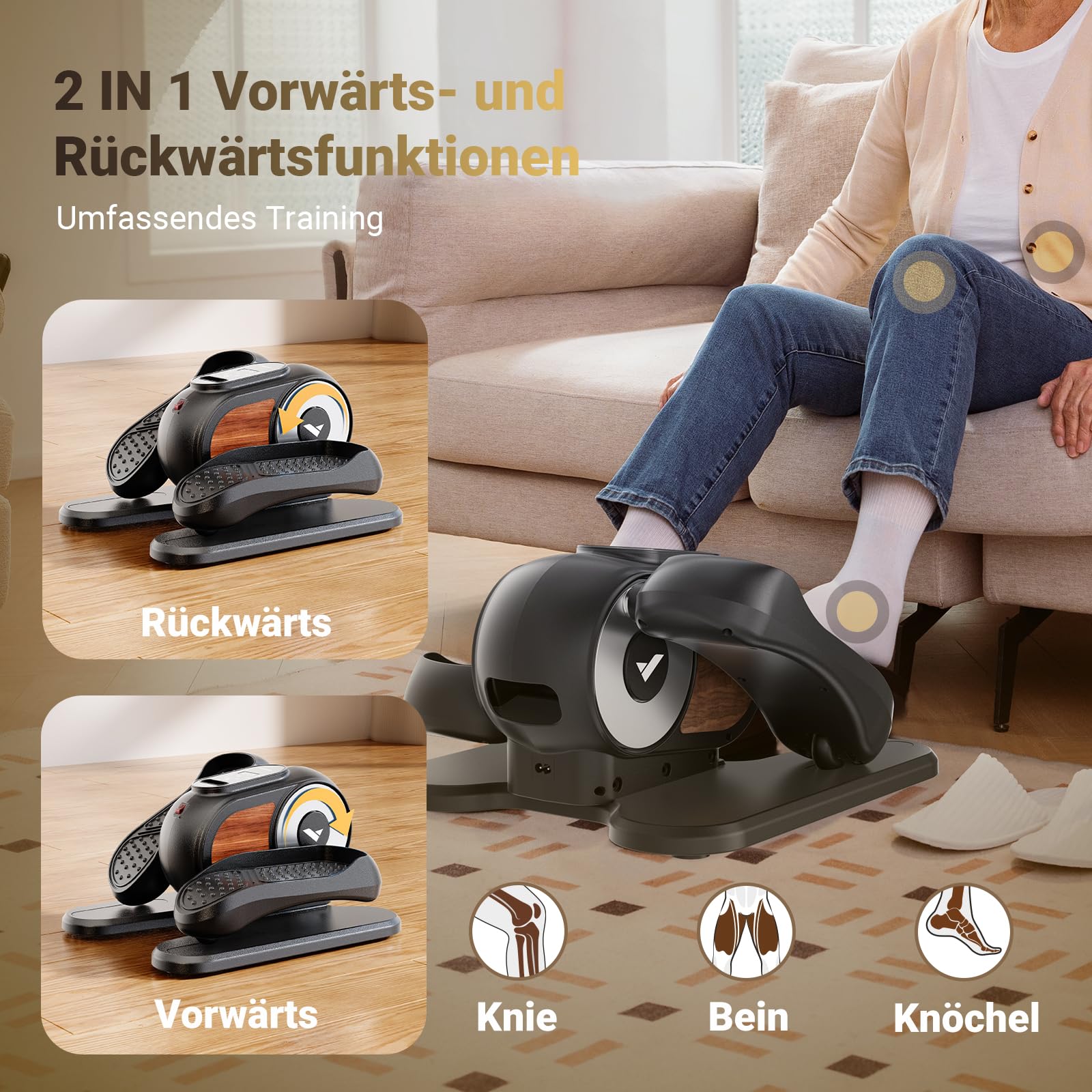 MERACH Mini Ellipsentrainer Elektrischer Crosstrainer mit Fernbedienung, 12 Geschwindigkeiten, Leise & Tragbar