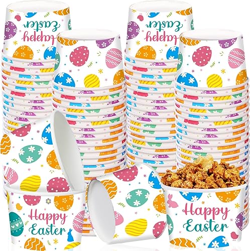 gisgfim 50 tazones de papel de Pascua para helados, suministros desechables de Pascua, sopa, postre, tazones para comida fría caliente, cuencos de