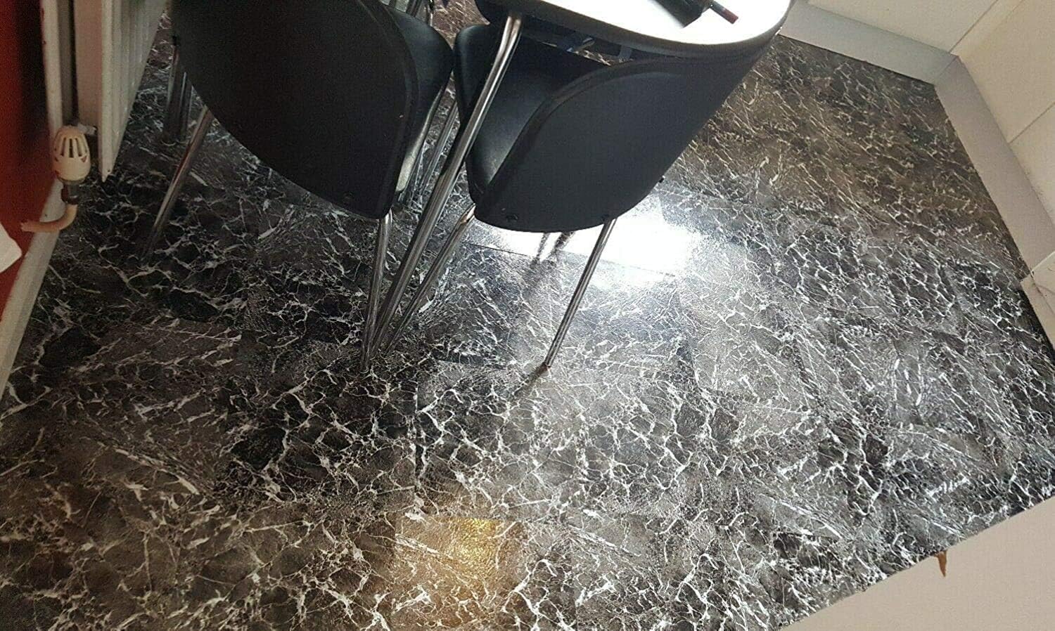 50 x Black Marble Effect SELF Adhesive Stick ON Vinyl Floor Tiles