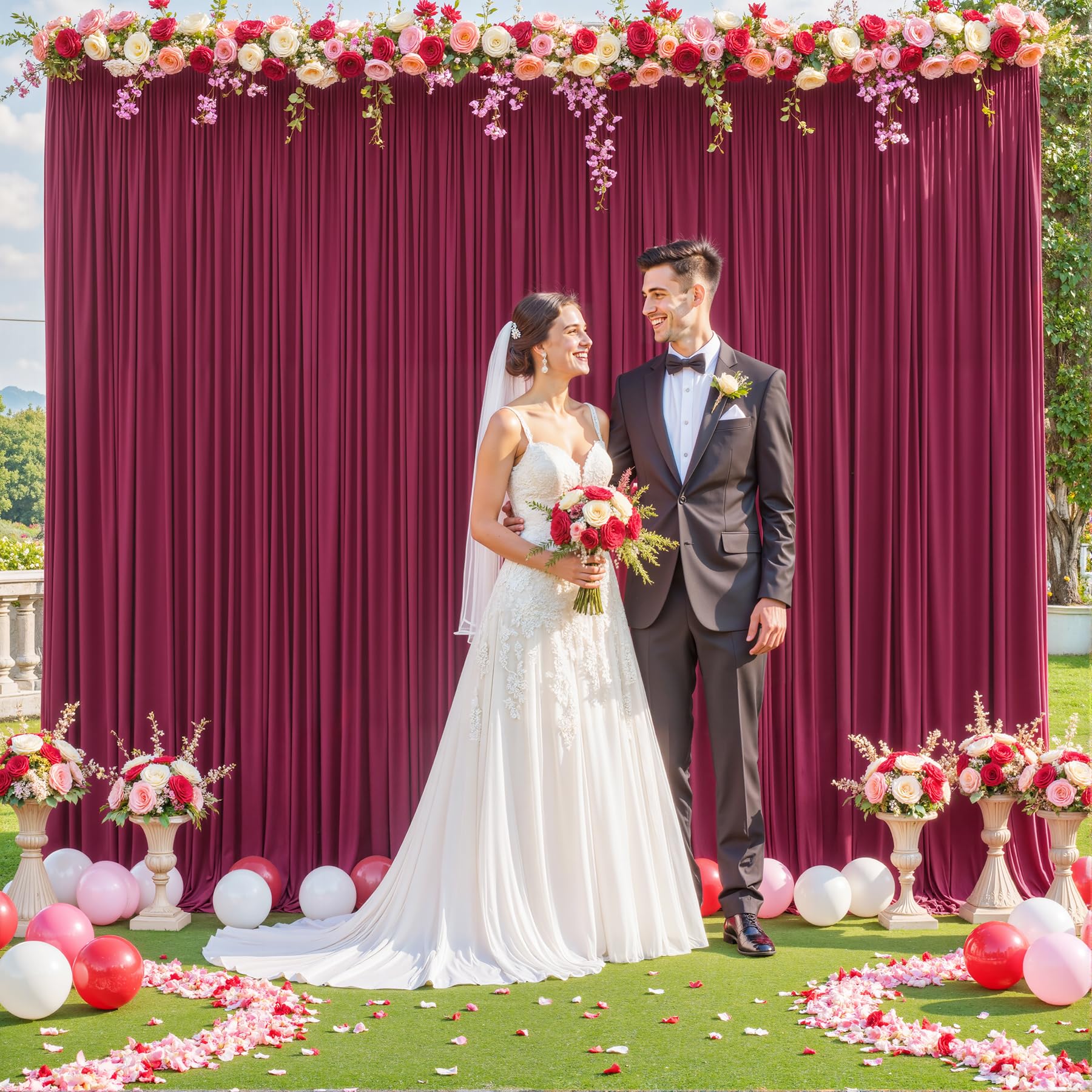 40ft x 10ft Ivory Backdrop Curtain for Wedding Ivory Wrinkle Free Backdrop Drapes Panels for Parties Baby Shower Bridal Shower Birthday Photo Photography Polyester Fabric Background Decoration — view 14