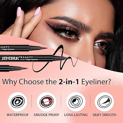 Miniatura 5 de JIMIRE Pestañas de visón esponjosas de ojo de gato, pestañas postizas de volumen 6D con pegamento mágico 2 en 1 y kit de pinzas que parecen