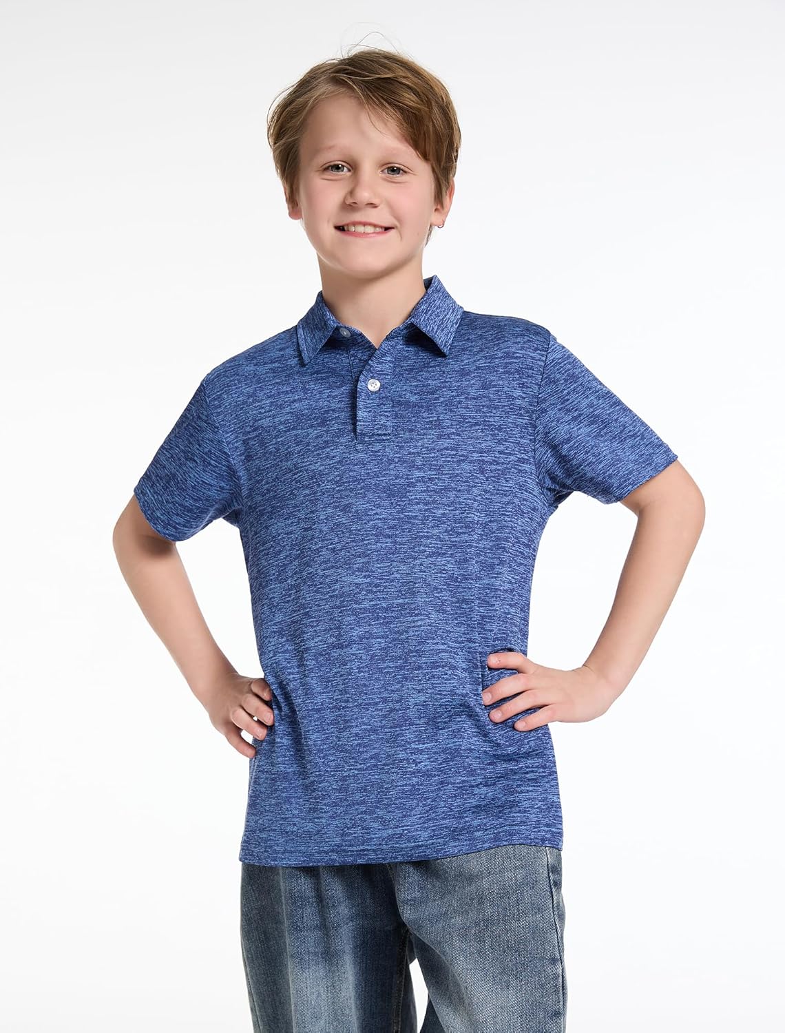 4 Pack Boys Short Sleeve Polo Shirts Dry Fit Athletic Performance Collared Golf Shirts for Youth - Image 2