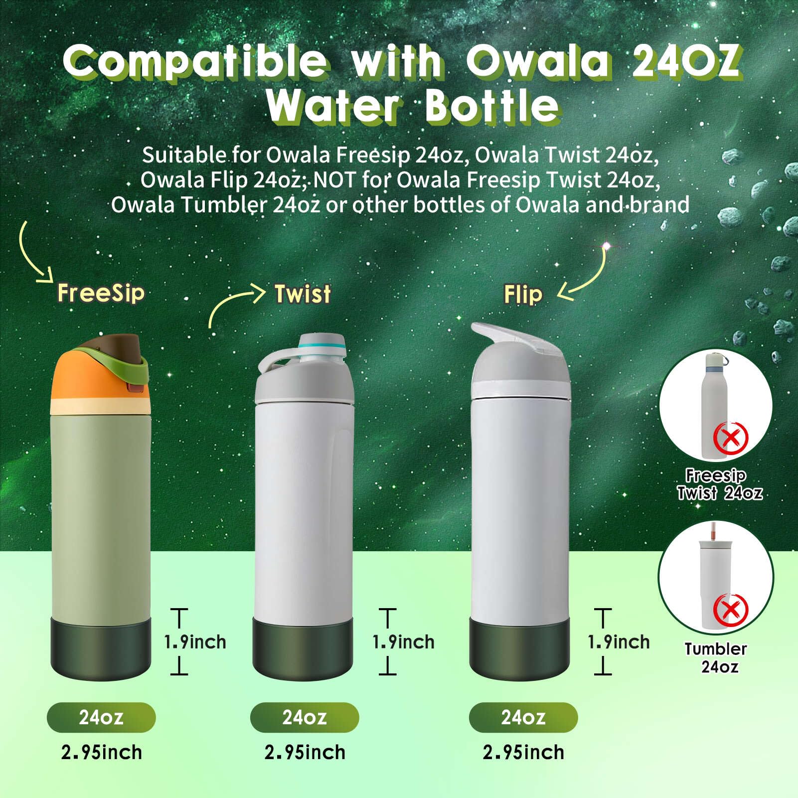 BKBY Chameleon Silicone Water Bottle Boot, Compatible with Owala 24oz 32oz 40oz, Gradient Matte Luster Cup Sleeve Bottom Cover for FreeSip, Twist, or Flip Stainless Steel Water Bottles