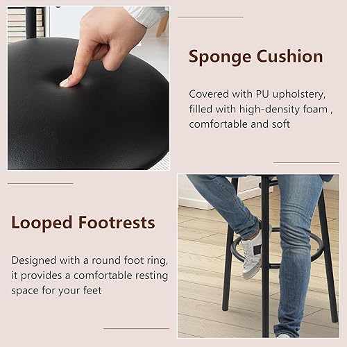 Miniatura 5 de LUCKYERMORE Juego de 4 mesas de bar con altura de mostrador con 4 sillas, juego de comedor tapizado de madera para espacios pequeños, cocina en