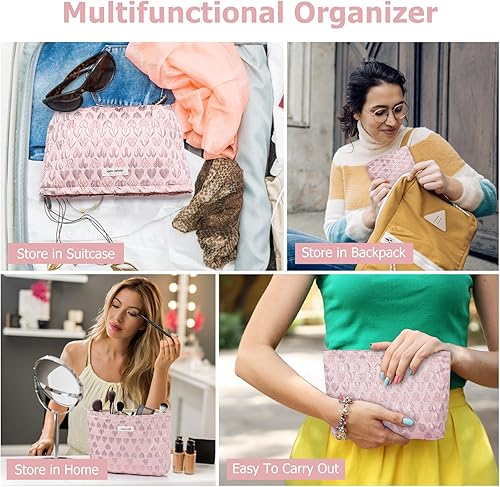 Miniatura 7 de Bolsa de maquillaje estética, bolsa de cosméticos de gran capacidad, bolsa de maquillaje floral de lona, bolsa de viaje, bolsa de maquillaje, bolsa