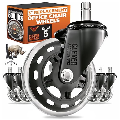Replacement Office Chair Wheels (3" Set of 5) - Smooth