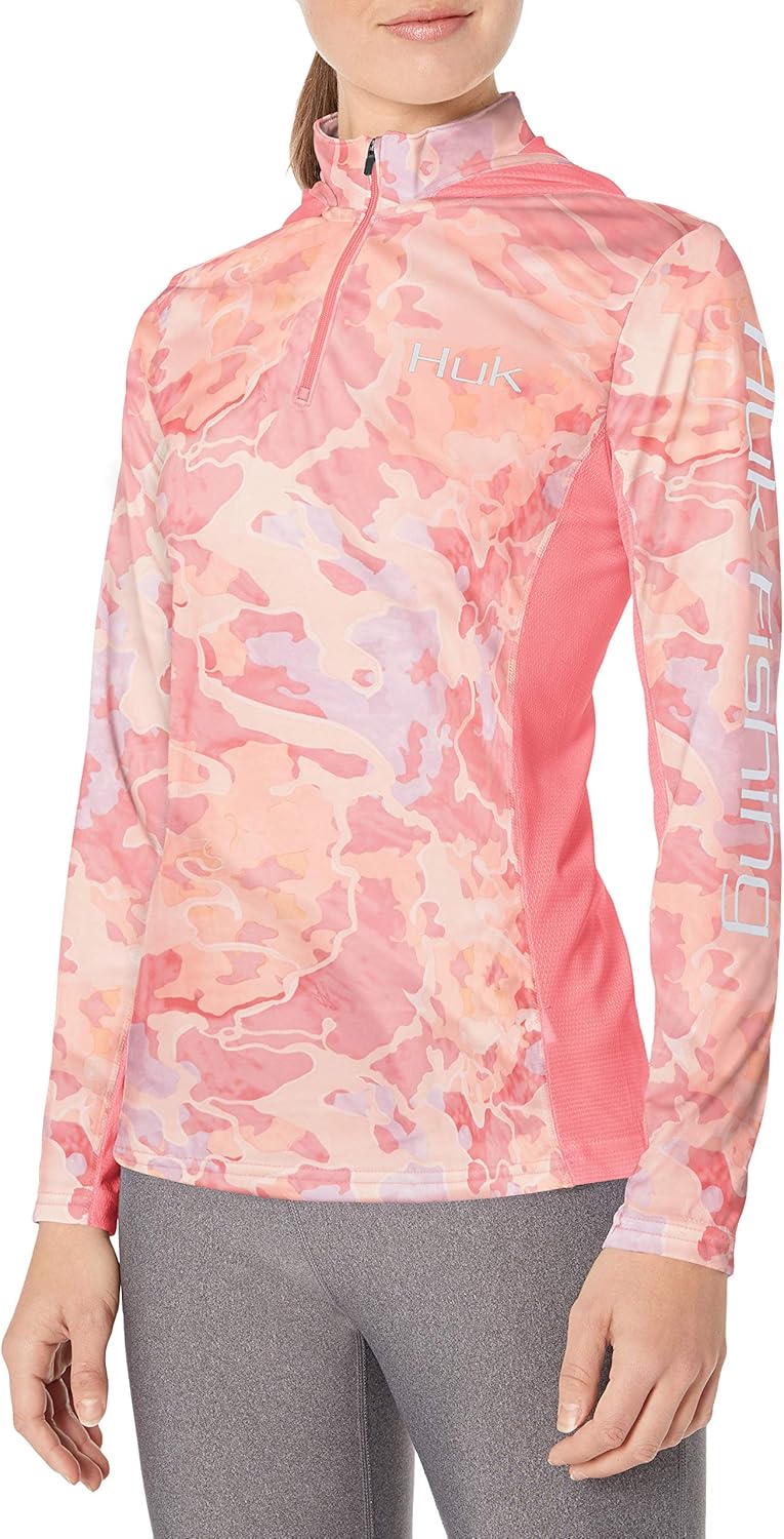 HUK Women's Subphantis Icon X Camo Hoodie | Long-Sleeve Performance Shirt with UPF 30+ Sun Protection & Moisture Transport