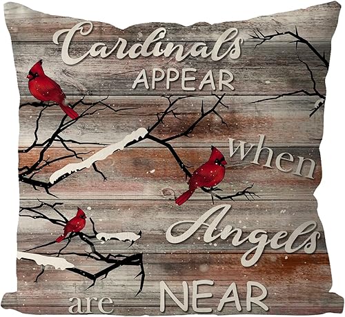 GAGEC Fundas de almohada navideñas de 18 x 18 pulgadas, color marrón, aspecto cardenal cuando el ángulo está cerca de la decoración del hogar, sala