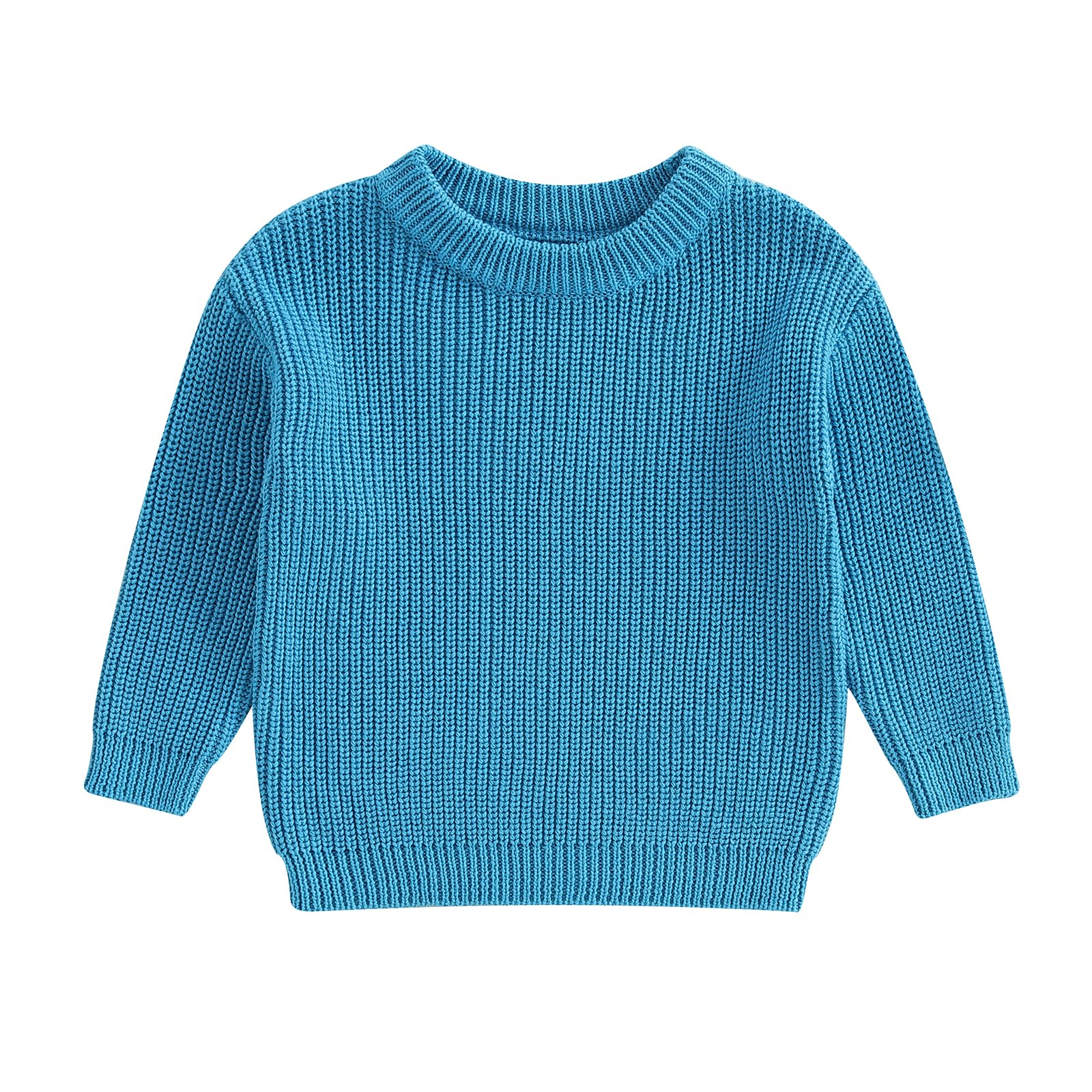 Geagodelia Toddler Baby Boy Girl Warm Sweater Long Sleeve Crew Neck Solid Color Knitted Pullovers Tops Knit Jumpers Sweatshirt Chunky Knitwear Fall Winter Clothes Outfits — view 18