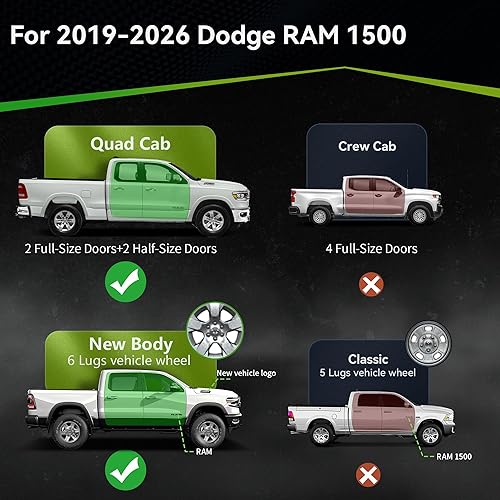 Miniatura 53 de AUTOSAVER88 Estribos compatibles con Dodge Ram 1500 Crew Cab 2009-2018, 2019-2024 1500 Classic, 2010-2026 Ram 2500/3500, barras laterales Nerf