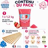 GREENDOSO® Sugar For Candy Floss Machine 1,2 KG Strawberry - 50 Sticks - 2