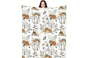Fall Pumpkin Throw Blanket Orange Leaf