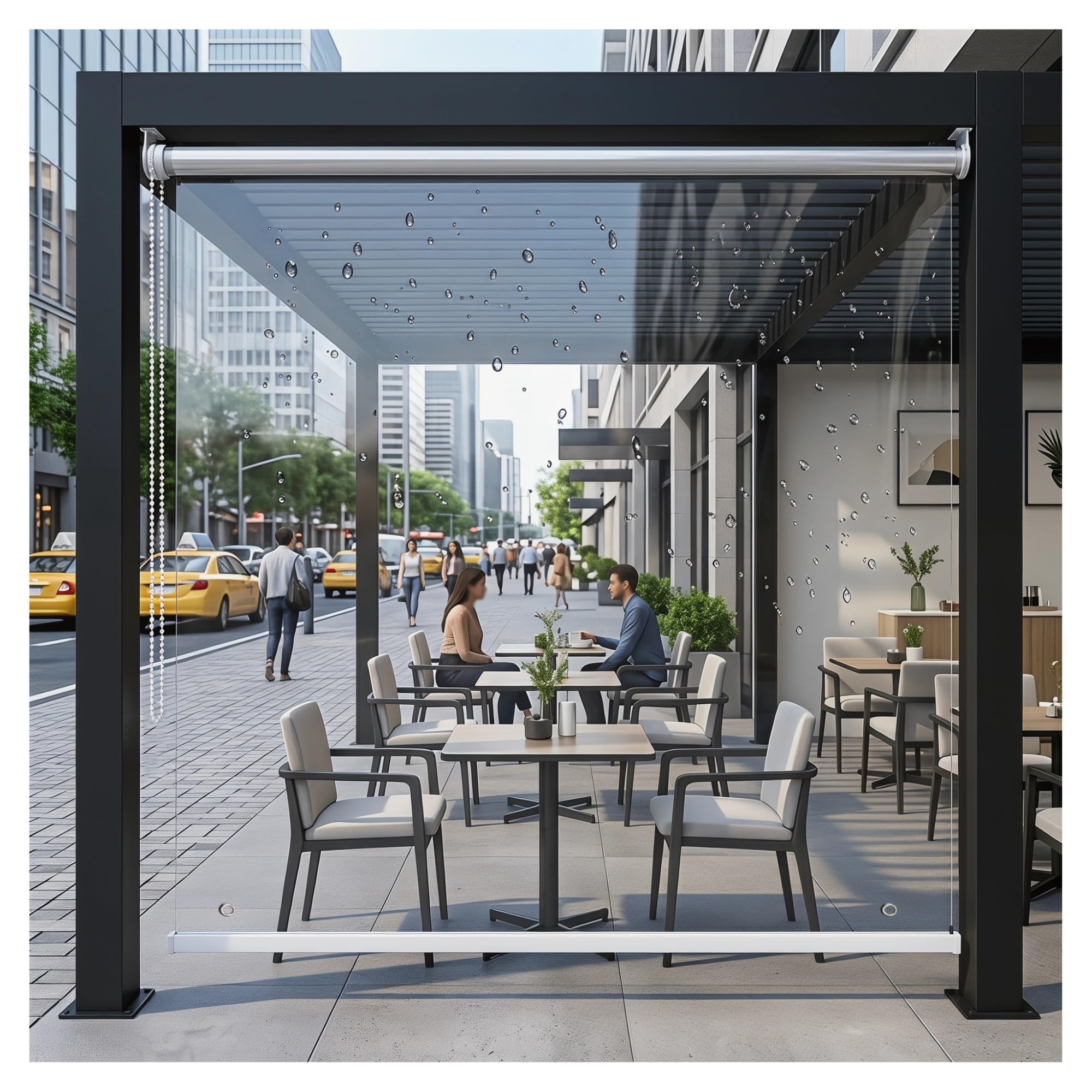 Outdoor Waterproof Roll-Up ，Clear Windproof Roller Blinds ，HD Plastic Partition Curtain with eyelets，for Carport Balcony Terrace Patio Porch ，Easy to Install(W105*H160cm/W41.33*H62.9in)