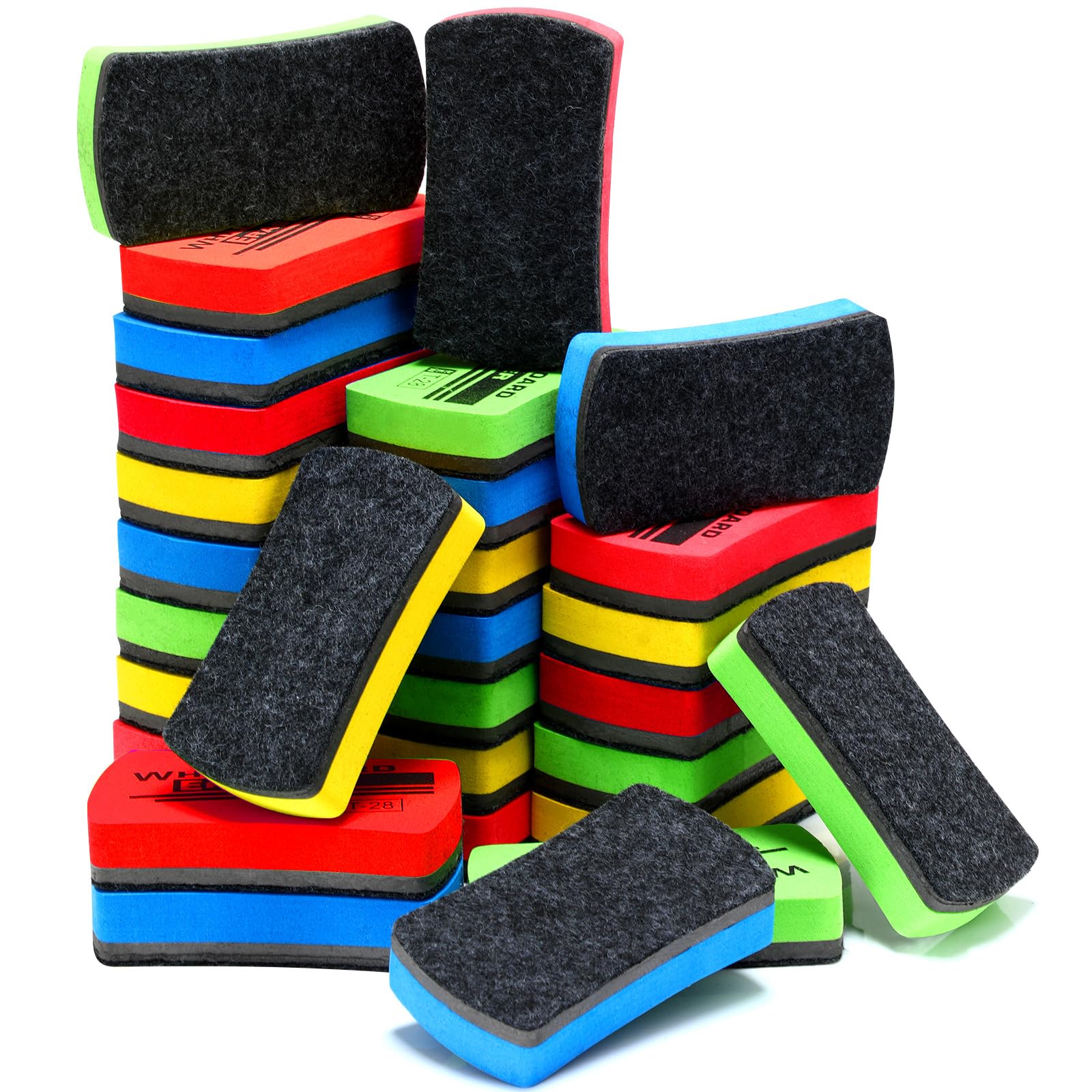 Outus 30 Pcs 4 Colors White Board Erasers Bulk Magnetic Dry Erase Erasers Assorted Color Dry Eraser Magnetic Dry Erase Board Erasers for Students