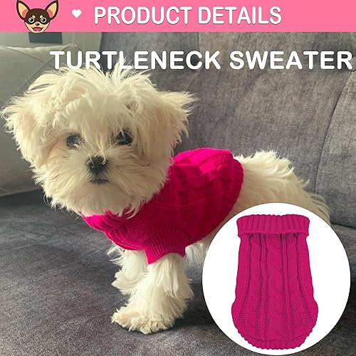 Miniatura 2 de XXS Suéter para perro, 2 piezas de cuello alto, suéter de punto Chihuahua, ropa de perro Yorkie Teacup, ropa para perros pequeños y niñas, suéteres