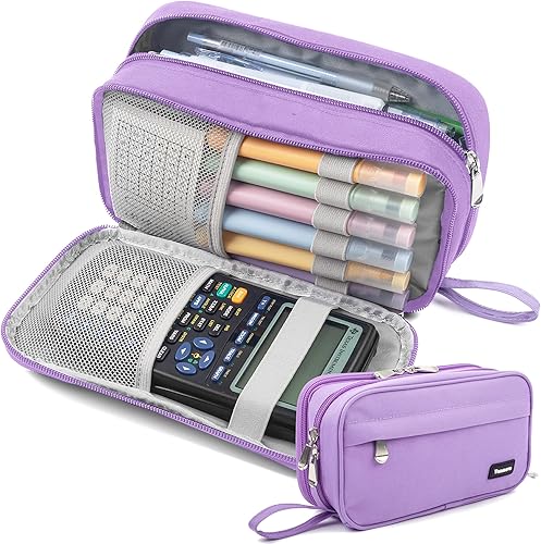 Estuche para lápices de gran capacidad para bolígrafos, soporte de almacenamiento grande para rotuladores, bolsa duradera de 3 compartimentos,