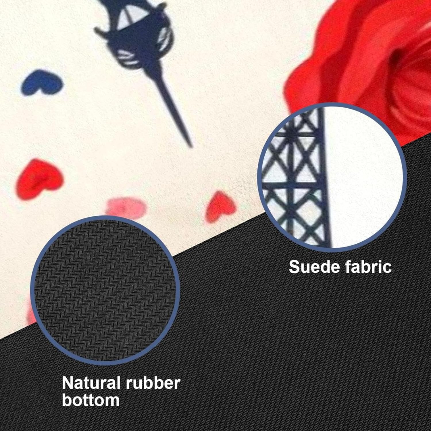 Yoga Towel, Eiffel Tower Valentine's Day Pattern Non Slip Sweat Absorbent Hot Yoga Mat Towel for Hot Yoga, Pilates and Fitness - 72.8" x 26.8"