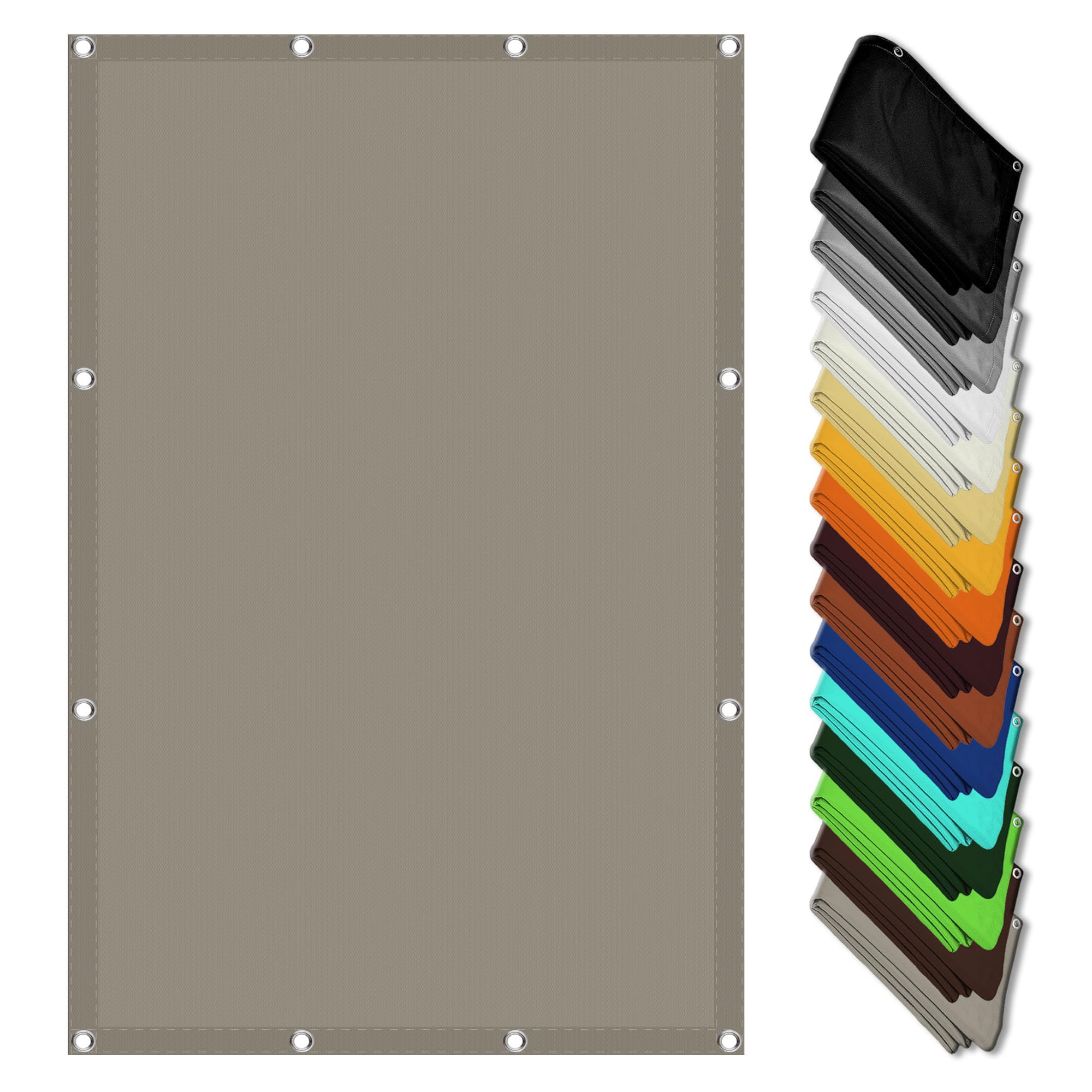 Voile d'ombrage rectangulaire 2x6m taupe avec cordes pour terrasse