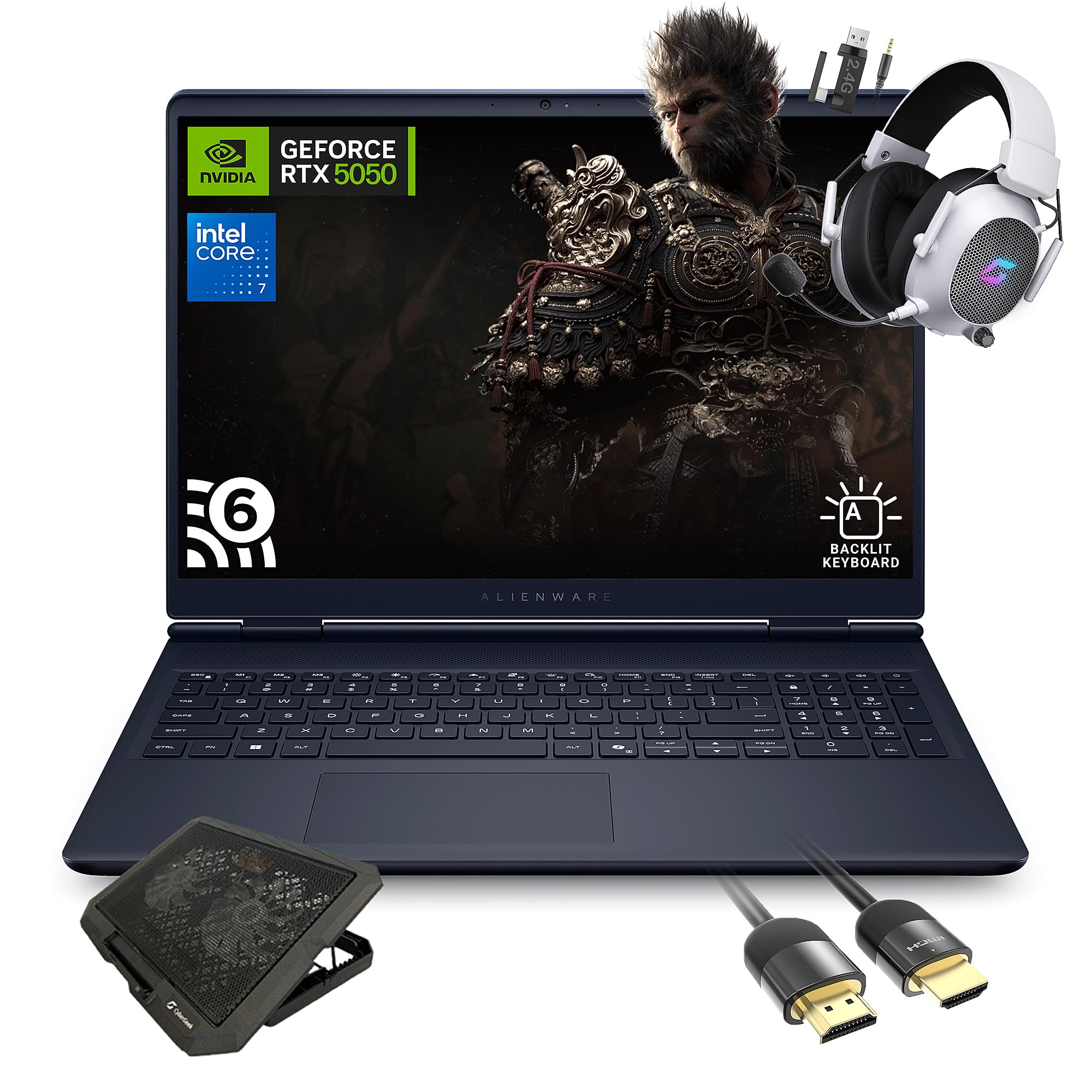 Dell Alienware 16 Aurora AC16250 Gaming Laptop, Intel Core 7 240H, NVIDIA GeForce RTX 5050, 16" WQXGA 120Hz IPS, 16GB RAM, 1TB SSD, WiFi 6, w/Cooling