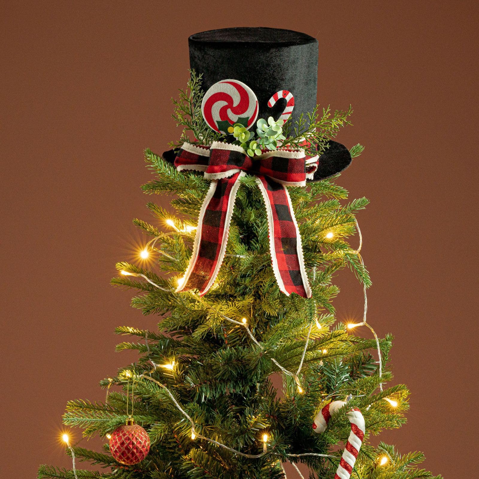 Décoration élégante en tissu noir en forme d'étoile de Noël et nœud en ruban pour décoration de sommet du sapin - Accessoires d'installation faciles - Étoile noire unique