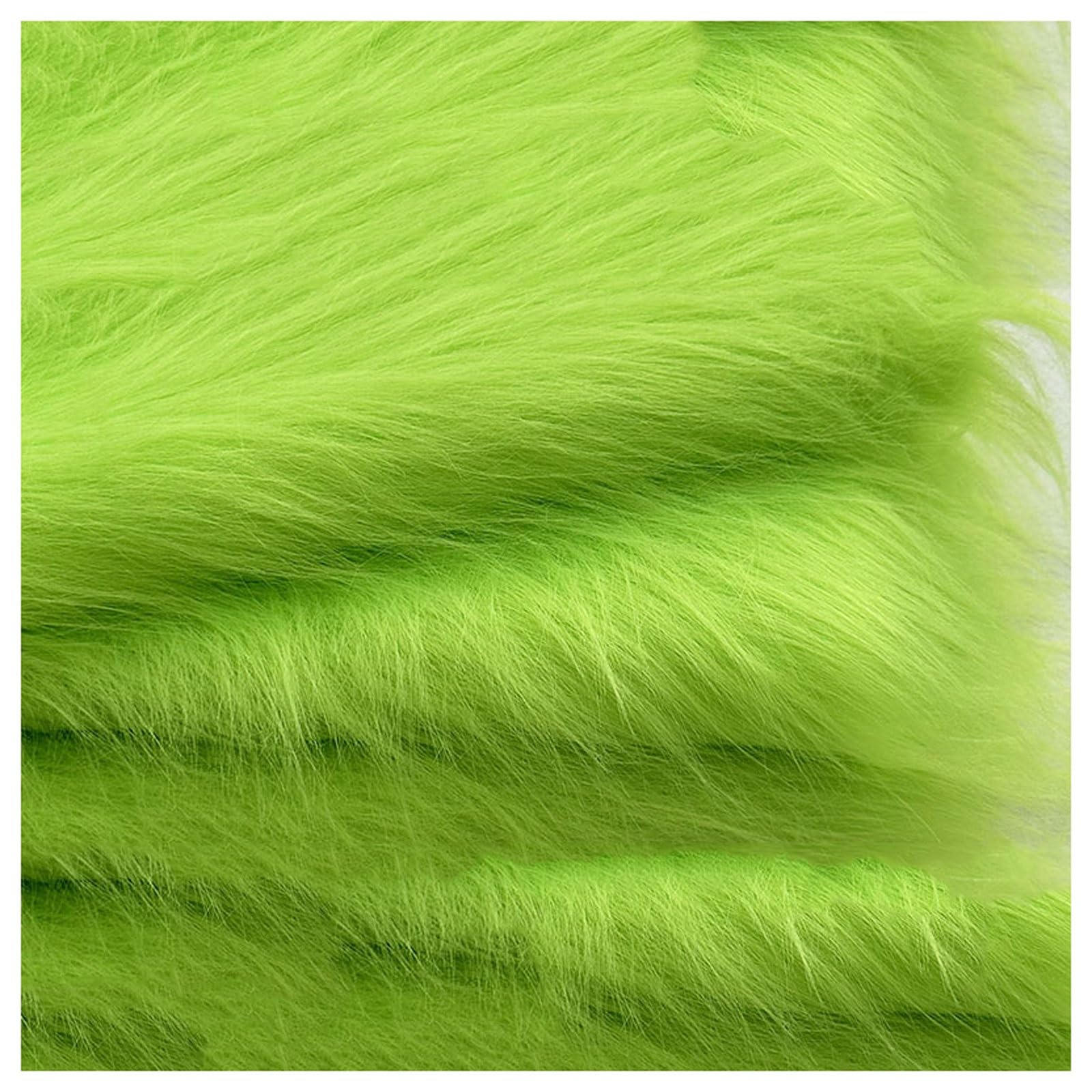 Shaggy Faux Fur Fabric 68 Colors Soft Plush12cm Long Pile Fake Fur Materials Craft Fabric, for Christmas Ornaments, Fursuit, Cosplay, Costume, Gnome Beards, Craft Supply, 50x180cm (Color : Green 7)