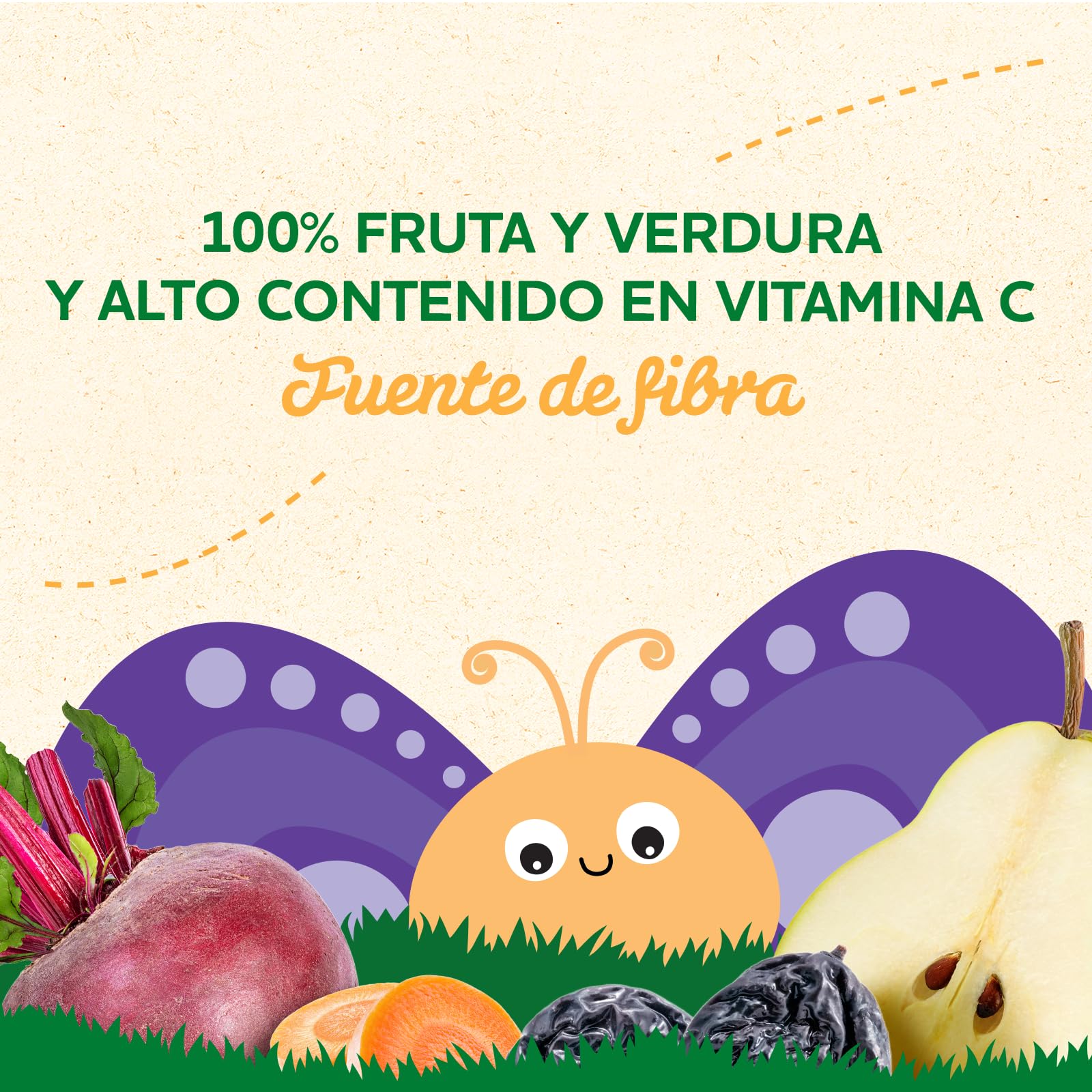 Blédina Bolsitas de Pera, Ciruela pasa, Zanahoria y Remolacha para Bebé Pouch 100% Fruta y Verdura Sin Azúcar Añadido Alto Contenido Vitamina C Fuente de Fibra Pack 6x100g