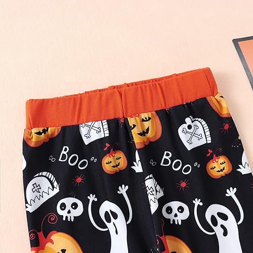 Vista 5 de Ritatte Conjunto de ropa de manga larga con capucha y fantasma de calabaza para bebé niño, sudadera con capucha y pantalón para otoño e invierno