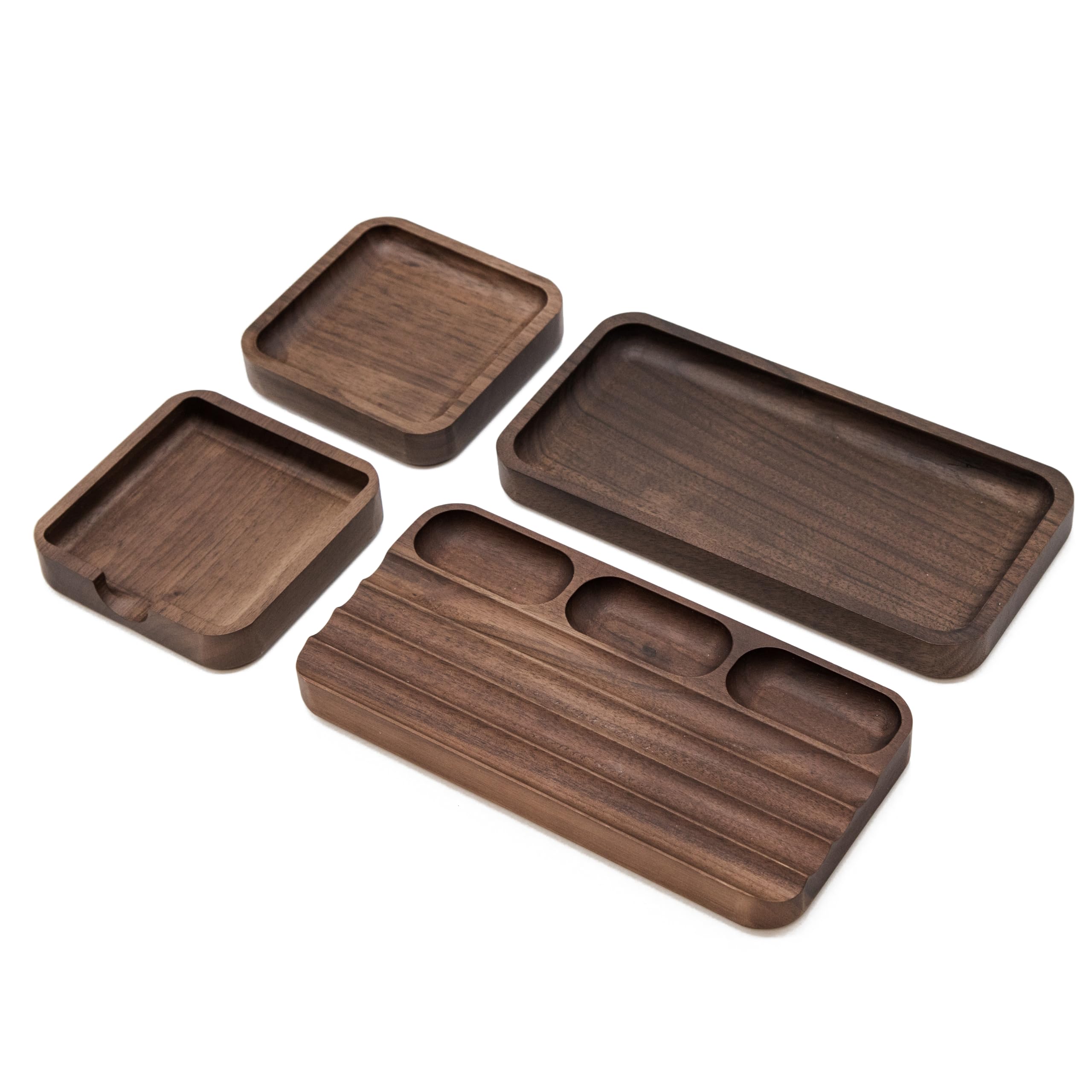 MUUJEE Wooden Desk Organization 4 Piece Set - for Desk Accessories Work Teacher Dad Wood Tray Work Minimalist Rustic