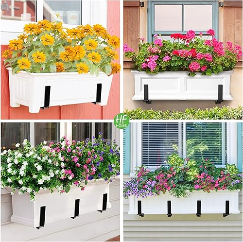 Miniatura 3 de HFHOME 6 soportes ajustables para jardineras (6 a 12.5 pulgadas), soportes universales para ventana, ganchos de metal resistente para montaje en