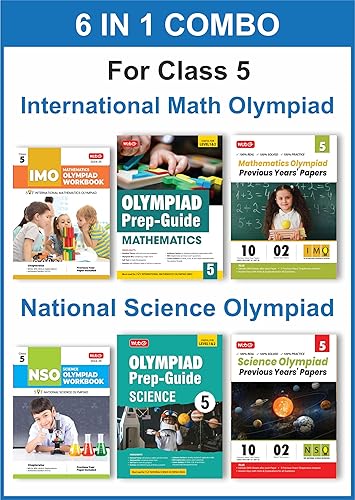 MTG Class-5 (Mathematics &amp; Science) IMO-NSO Olympiad Workbook, Prep-Guide &amp; Previous Years Papers (PYQs) with Mock Test Paper - SOF Olympiad Books For 2024-25 Exam (Set of 6 Books)