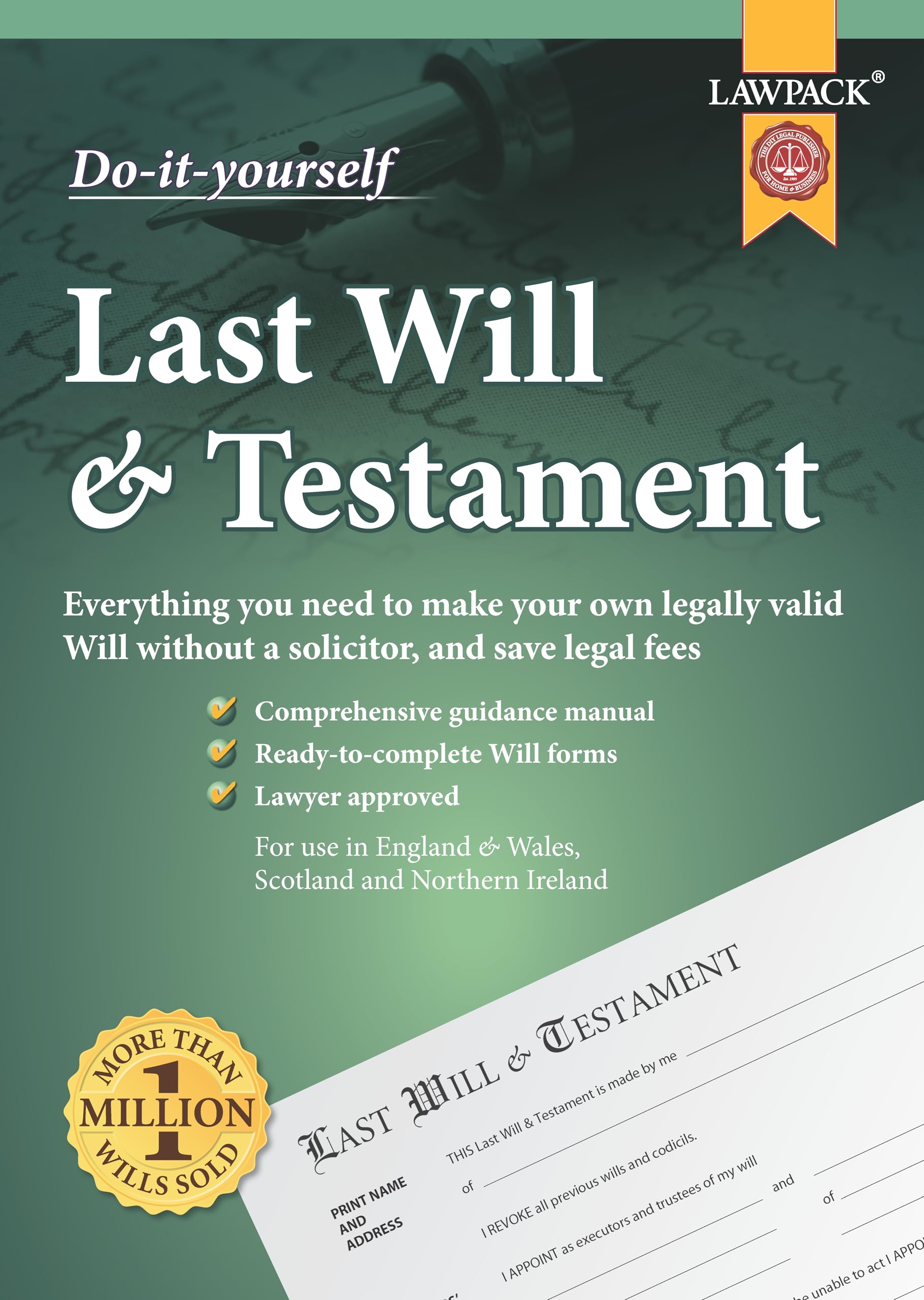 Last Will & Testament Kit by Lawpack PAPERBACK 9781910143834