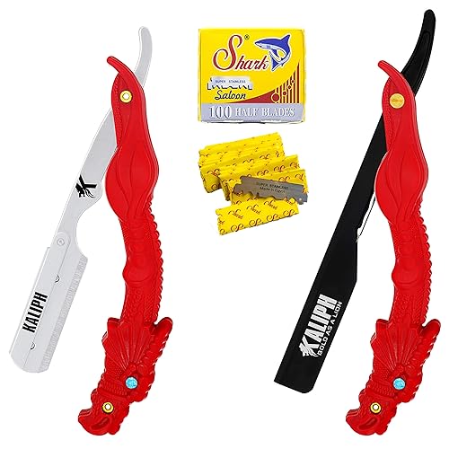 Rasuradoras de barbero profesionales para hombre 2 rasuradoras rectas de doble filo 100 hojas de afeitar de un solo filo elección de primera